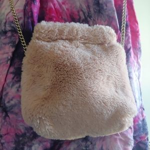 Powder Pink Faux Fur Purse